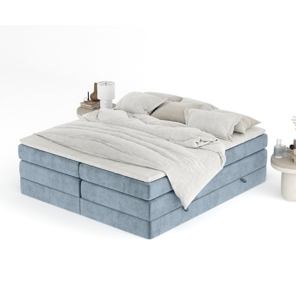 Modrá boxspring postel s úložným prostorem/bez čela 180x200 cm Juniper – Maison de Rêve-image-4
