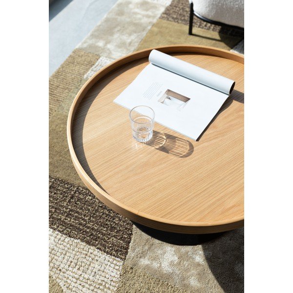 Kulatý konferenční stolek s deskou v dubovém dekoru v přírodní barvě ø 70 cm Yuri L – White Label-image-2