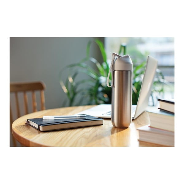 Šedo-bílá nerezová lahev na vodu XD Design Neva, 500 ml-image-1