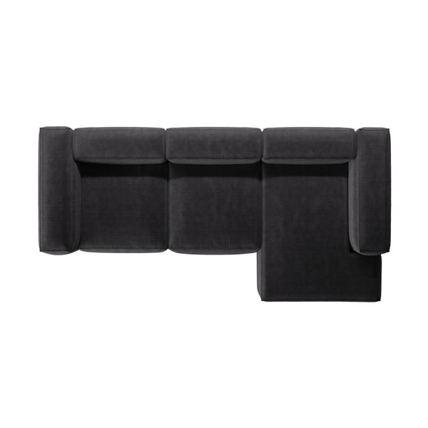 Tmavě šedá manšestrová rohová pohovka (pravý roh/s lenoškou) Bergamo – Cosmopolitan Design-image-3