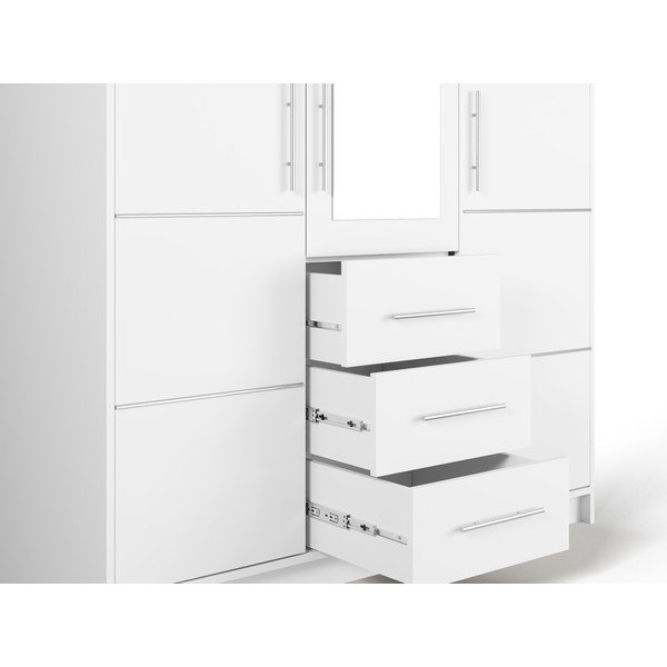 Bílá šatní skříň se zrcadlem 147x200 cm Derry - Cosmopolitan Design-image-4