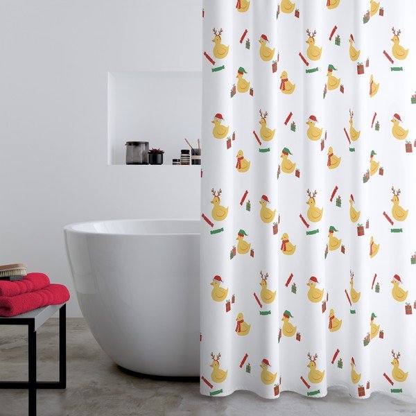 Sprchový závěs 180x180 cm Christmas Quacker – Catherine Lansfield-image-1