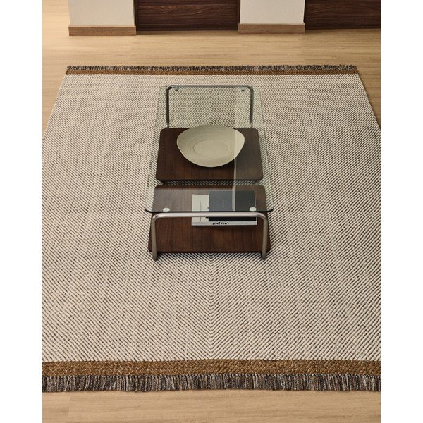 Krémový ručně tkaný vlněný koberec 200x300 cm Brina – Kave Home-image-1