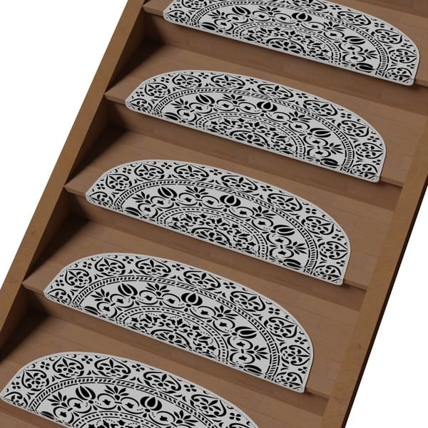 Černo-bílé nášlapy na schody v sadě 16 ks 20x65 cm Anatolian Lace – Vitaus-image-1
