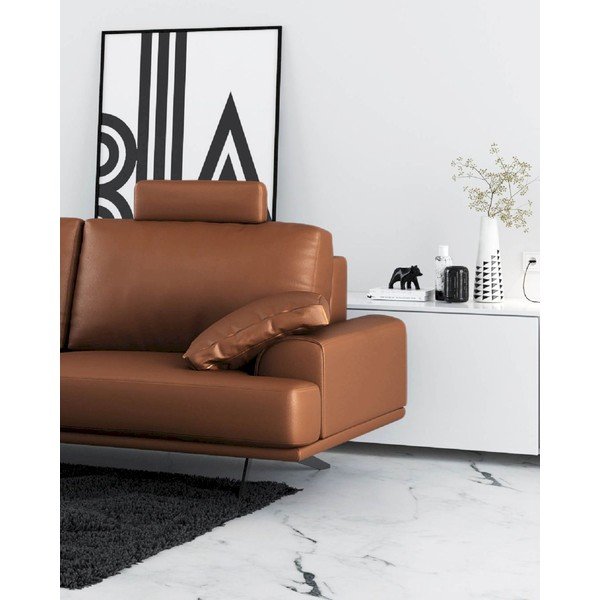 Koňakově hnědá kožená pohovka 220 cm Prado – MESONICA-image-4