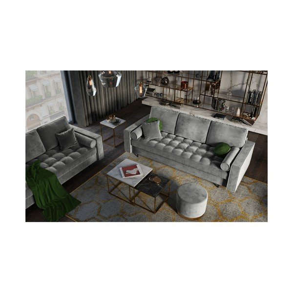 Světle šedá sametová rozkládací pohovka Milo Casa Santo-image-1