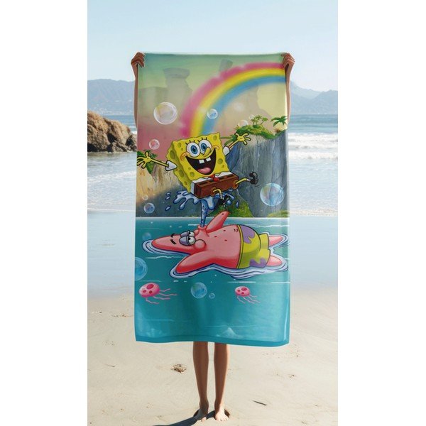 Bavlněná dětská osuška 70x140 cm Sponge Bob "Tropical Duo" – Jerry Fabrics-image-1