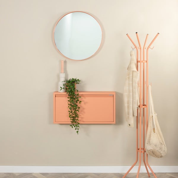 Kovový výklopný botník v lososové barvě 75x37,5x12,5 cm Billy – Spinder Design-image-1