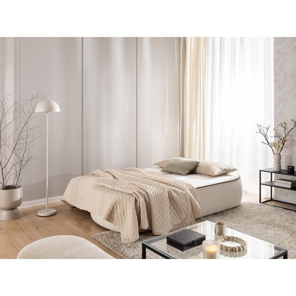 Hnědá/krémová sametová rozkládací/s úložným prostorem pohovka 210 cm Saga – Ropez-image-2