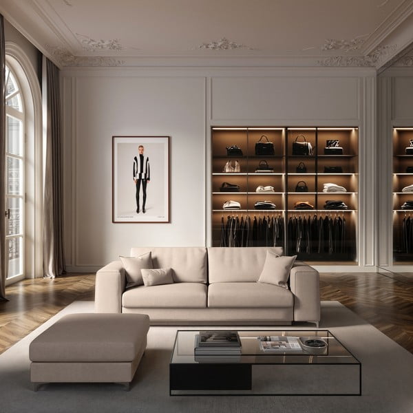 Béžová sametová podnožka Rene – Rodier-image-1