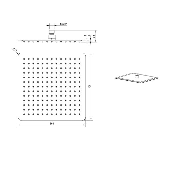 Hlavová sprcha z nerezové oceli ve zlaté barvě Slim – Sapho-image-3