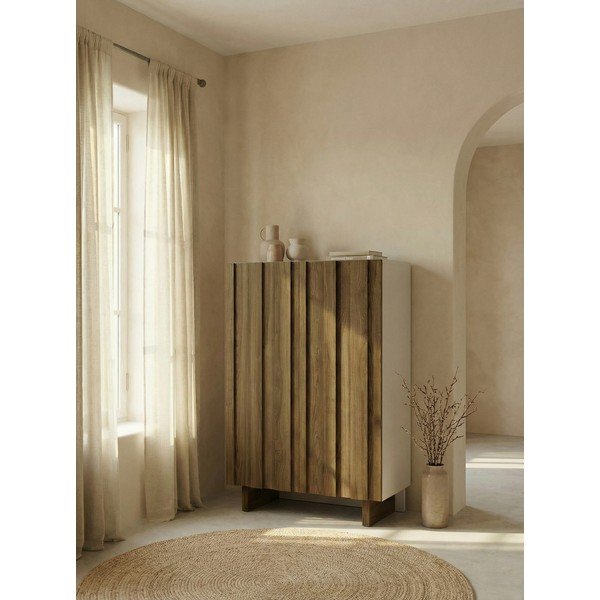 Krémová/v přírodní barvě skříňka z borovicového dřeva 90x120x43 cm Marlo – Marckeric-image-1