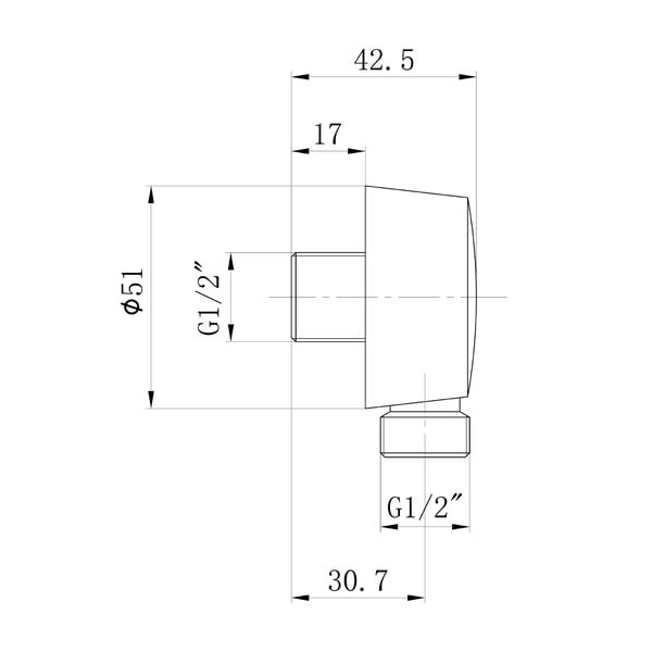 Mosazný díl pro připojení sprchy v matně stříbrné barvě ø 5 cm – Sapho-image-1