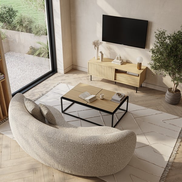 Konferenční stolek s deskou v dekoru dubu v černo-přírodní barvě 75x120 cm Douro – TemaHome-image-1