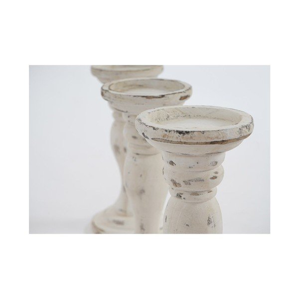 Sada 3 svícnů Mendler Shabby White, 24 cm-image-2