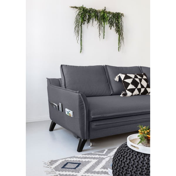 Antracitová rozkládací rohová pohovka Miuform Charming Charlie, pravý roh-image-4