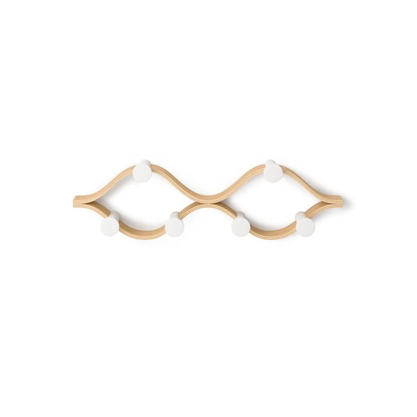 Nástěnný věšák z kaučukového dřeva v přírodní barvě Montage – Umbra