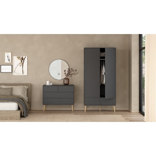 Antracitová šatní skříň 99x200 cm Bodo – Tvilum-image-1