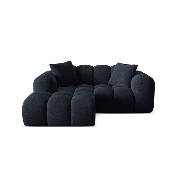 Tmavě modrá žinylková rohová pohovka (levý roh/s lenoškou) Treno – Cosmopolitan Design