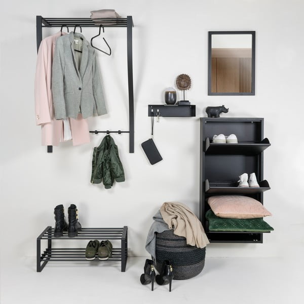 Černý kovový nástěnný věšák s poličkou 75 cm Carve – Spinder Design-image-3