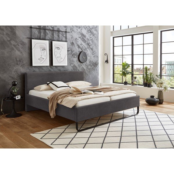 Šedá čalouněná dvoulůžková postel bez roštu 180x200 cm Swing – Meise Möbel-image-1