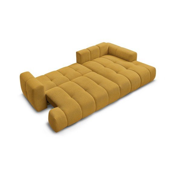 Rozkládací/s úložným prostorem rohová pohovka v hořčicové barvě (pravý roh/s lenoškou) Fuji – Bobochic Paris-image-4