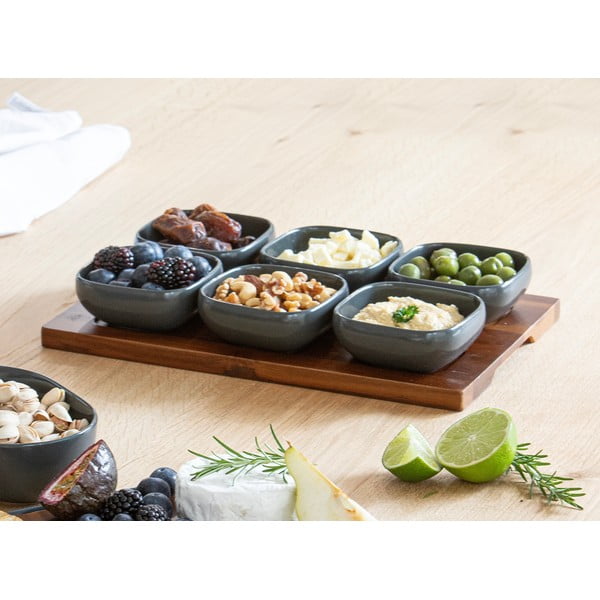 Antracitová porcelánová servírovací sada 6 ks Essentials – Ladelle-image-1