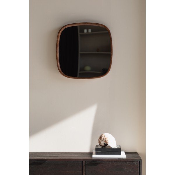 Nástěnné zrcadlo s dřevěným rámem 50x50 cm Nyko – White Label-image-1