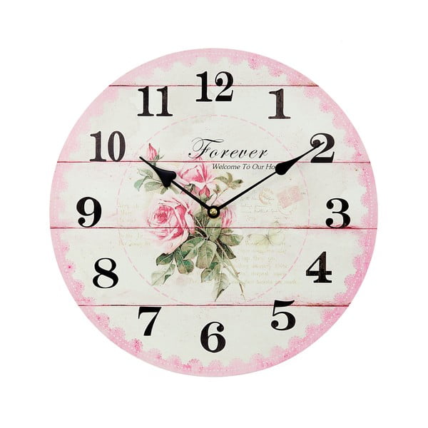 Nástěnné hodiny Roses Pink, 34 cm