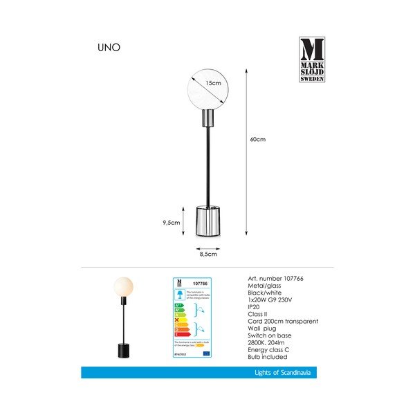 Černá stolní lampa Markslöjd Uno Table Black-image-2