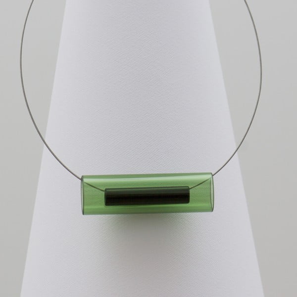 Zeleno-černý skleněný náhrdelník Ko–ra–le Tubes
