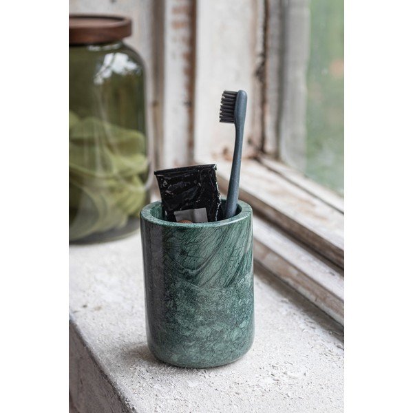 Tmavě zelený mramorový kelímek na zubní kartáčky Marble – Mette Ditmer Denmark-image-1
