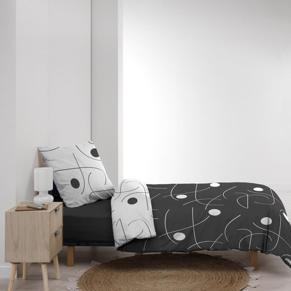 Bílé/tmavě šedé povlečení na jednolůžko z mikrovlákna 140x200 cm Sonate – douceur d'intérieur-image-4