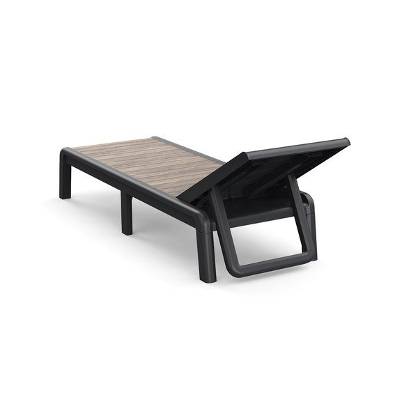 Tmavě hnědé plastové polohovací/skládací zahradní lehátko Deco Porto – Keter-image-2