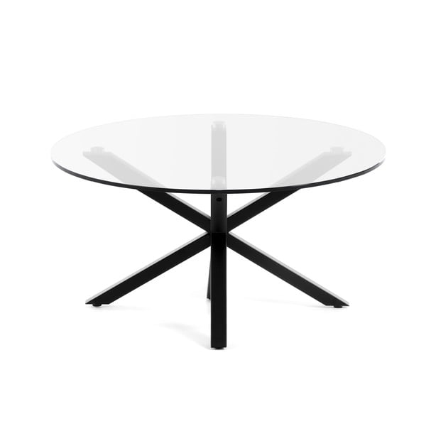 Černý kulatý konferenční stolek se skleněnou deskou ø 82 cm Argo – Kave Home