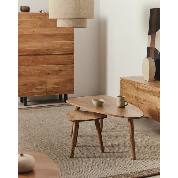 Konferenční stolek z masivu akácie v přírodní barvě 60x110,5 cm Duvani – Kave Home-image-1