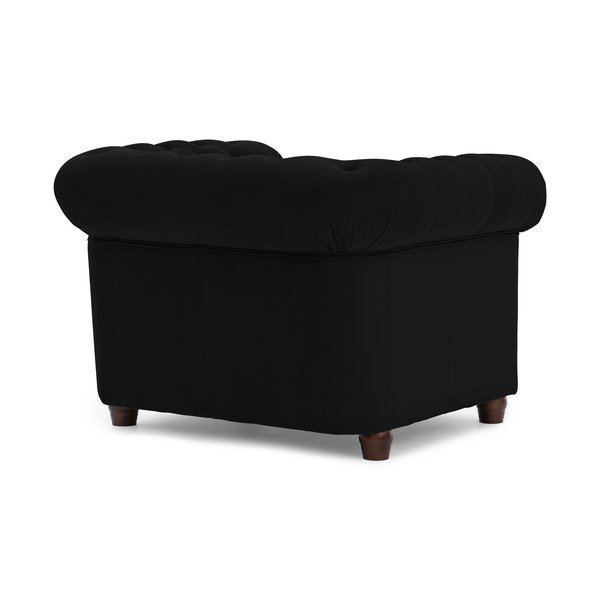 Černé sametové křeslo chesterfield York Blik – Ropez-image-2