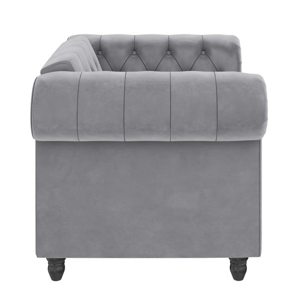 Světle šedé sametové křeslo chesterfield Felix – Støraa-image-3