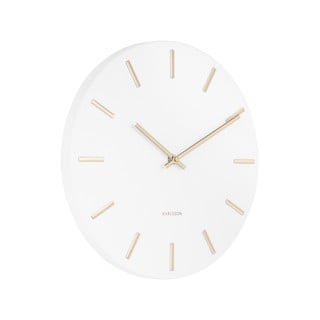 Bílé nástěnné hodiny s ručičkami ve zlaté barvě Karlsson Charm, ø 30 cm
