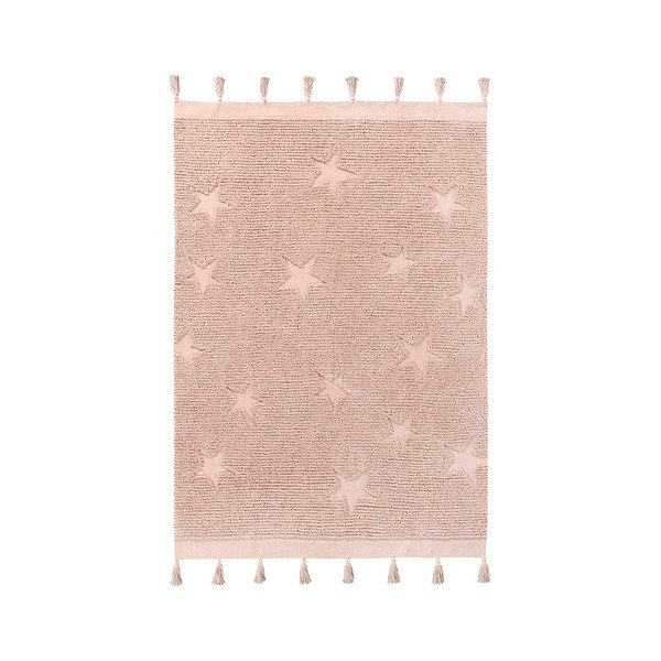 Růžový pratelný ručně tkaný bavlněný dětský koberec 120x175 cm Hippy Stars Vinatge Nude – Lorena Canals