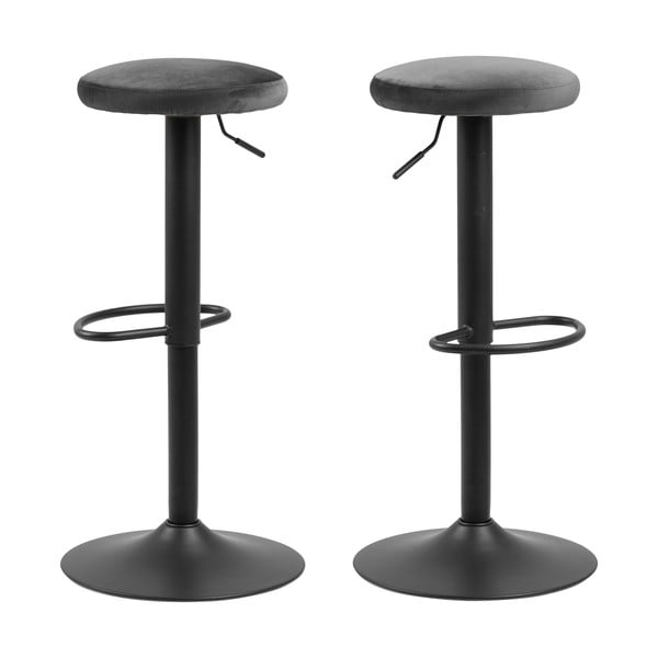 Šedá čalouněná barová stolička s nastavitelnou výškou (výška sedáku 62 cm) Finch – Actona-image-3