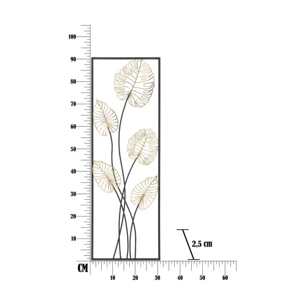 Kovová závěsná dekorace se vzorem listů Mauro Ferretti Luxy -B-, 31 x 90 cm-image-2