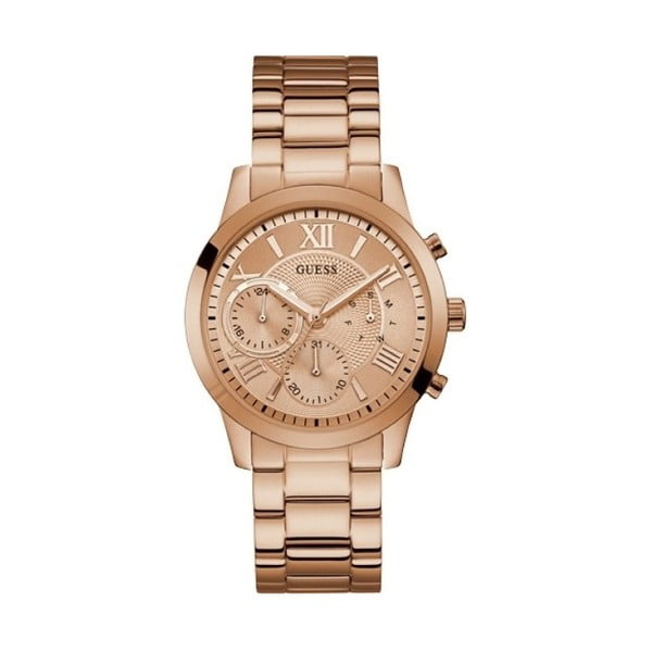 Dámské hodinky v růžovozlaté barvě s páskem z nerezové oceli Guess W1070L3