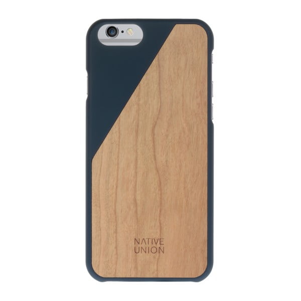 Tmavě modrý obal na mobilní telefon s dřevěným detailem pro iPhone 6 a 6S Native Union Clic Wooden Light