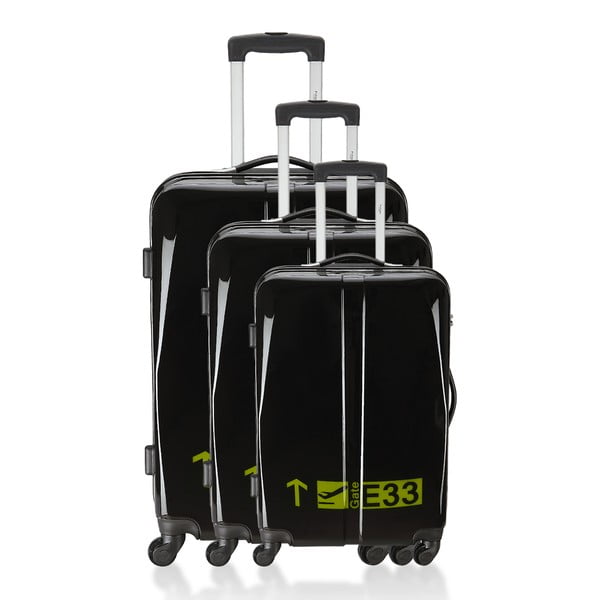 Sada 3 černých cestovních kufrů na kolečkách Hero Cadenas