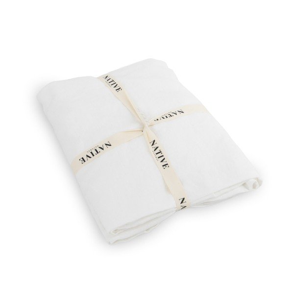 Bílé lněné povlečení na jednolůžko 135x200 cm Blanco – Native Natural-image-3