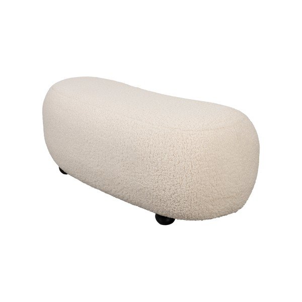 Krémová polstrovaná lavice z textilie bouclé Noxx – White Label-image-3