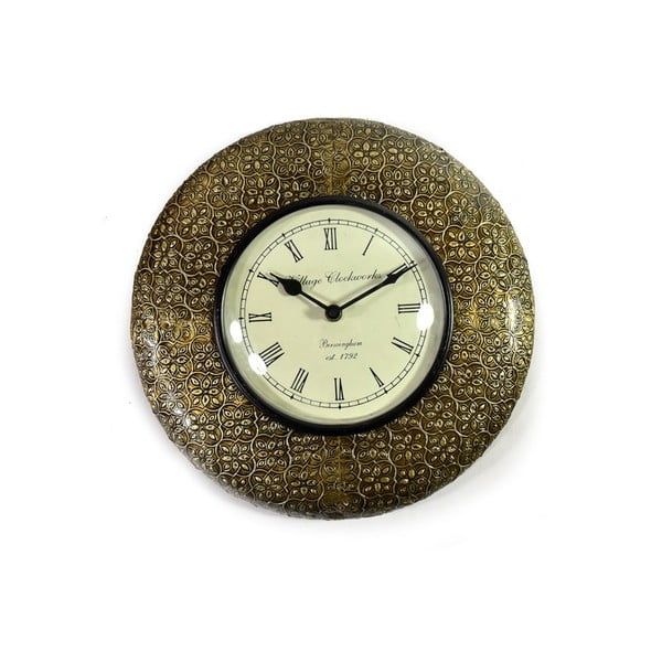 Nástěnné hodiny z tepaného kovu Bihár, 32 cm