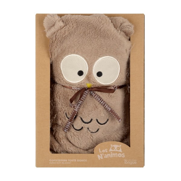 Hnědá deka s motivem sovy Le Studio Owl-image-1