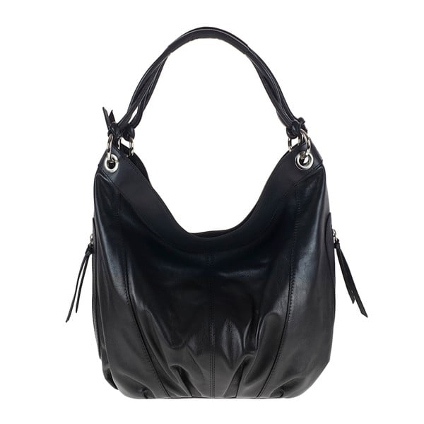 Černá kožená kabelka Pitti Bags Erma